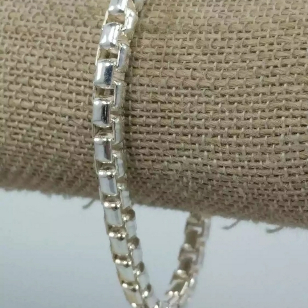 🌏VINTAGE Italy EXCELLENT BOX CHAIN BRACELET